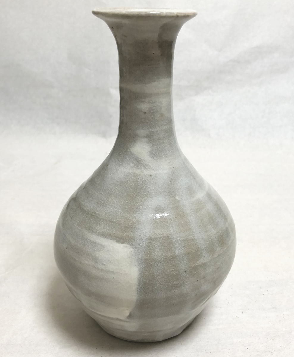 茶道具　水月窯　虎渓山　小山富士夫作　赤絵　梅木文　花入　共箱　V　A319 送料無料】虎渓山 水月窯 小山富士夫 紅梅文花入 共箱 荒川豊蔵 骨董