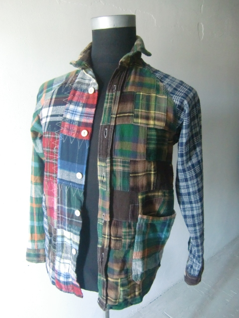 送料無料 go slow caravan パッチワーク ネル シャツ ジャケット カバーオール クレイジー パターン マルチ カラー ゴースローキャラバン