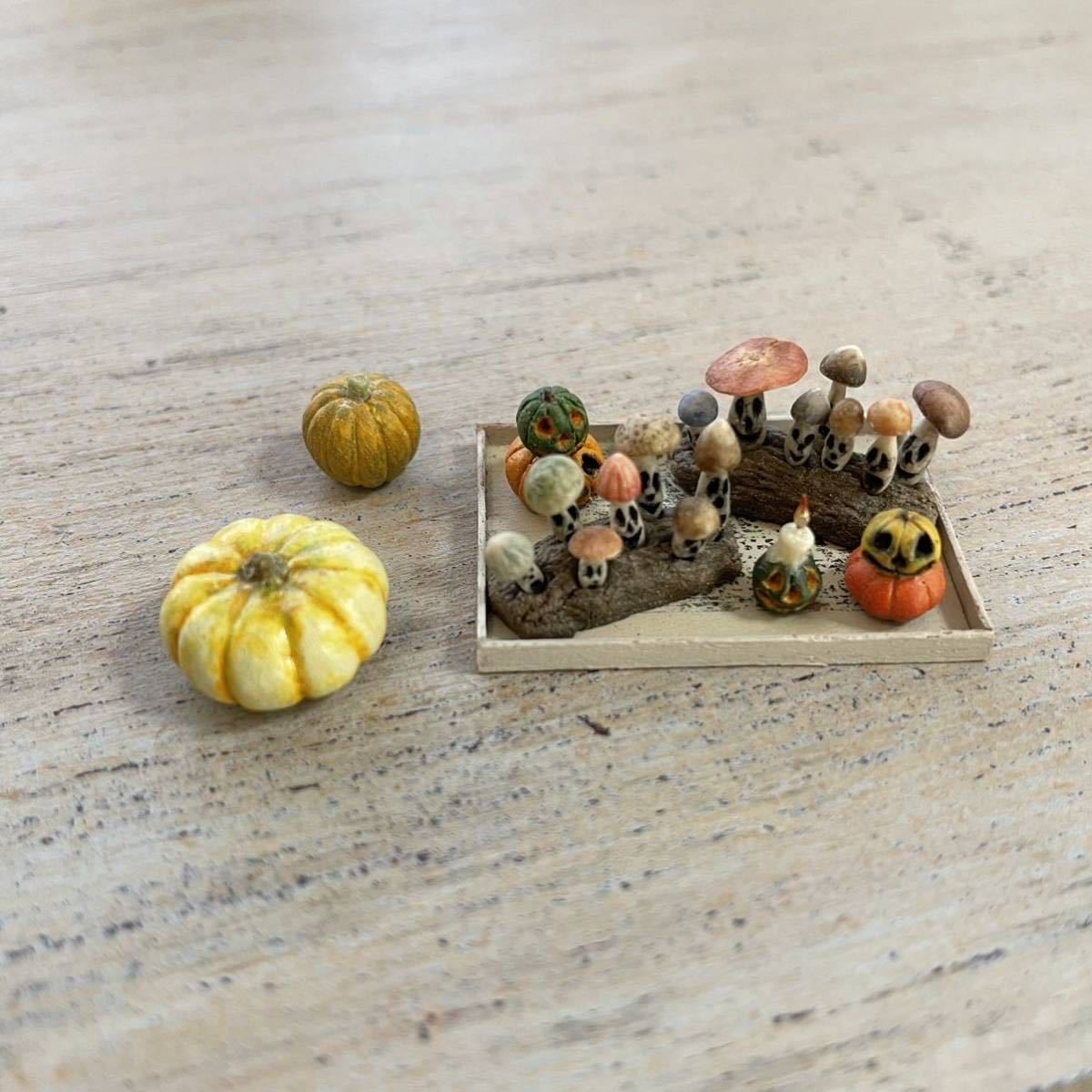 1/12ミニチュア ハロウィン きのこの置物 小物 カボチャ ジャック オ ランタン ハンドメイド ドールハウス