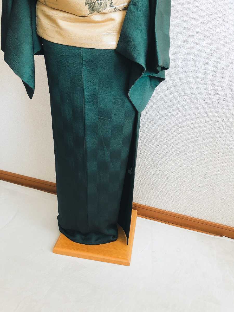 すずや■191正絹京都「倉染匠」臈纈染色無地　黒緑系