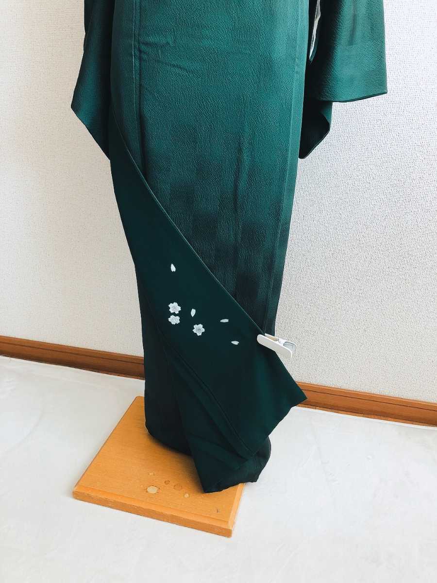 すずや■191正絹京都「倉染匠」臈纈染色無地　黒緑系