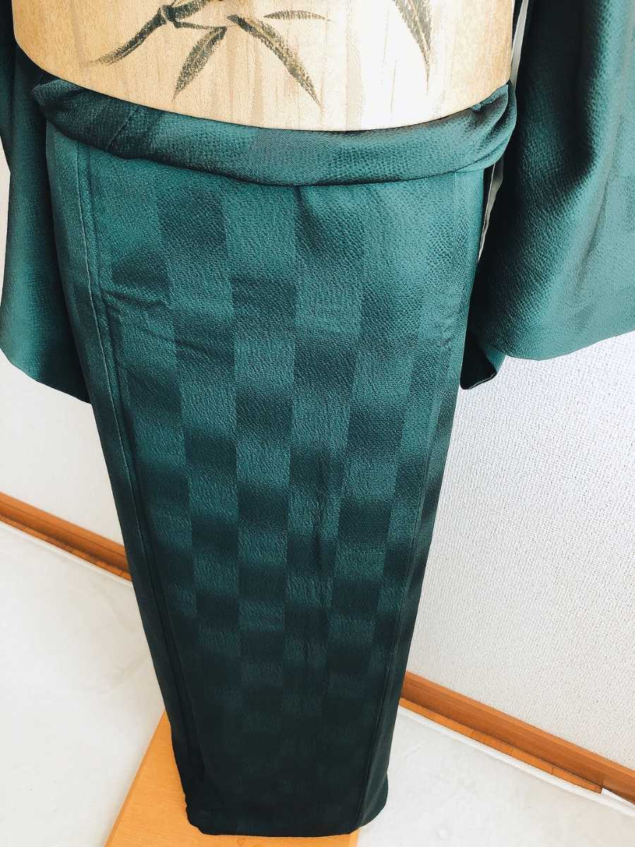 すずや■191正絹京都「倉染匠」臈纈染色無地　黒緑系