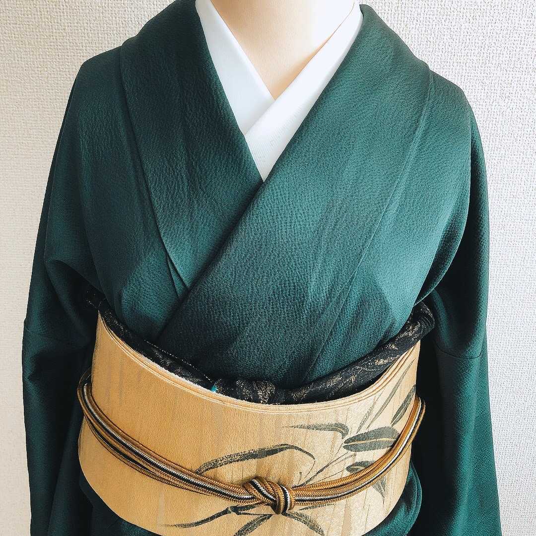 すずや■191正絹京都「倉染匠」臈纈染色無地　黒緑系