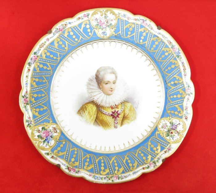 E4227】買い出し品 18世紀 オールド セーブル SEVRES 金彩 人物画 
