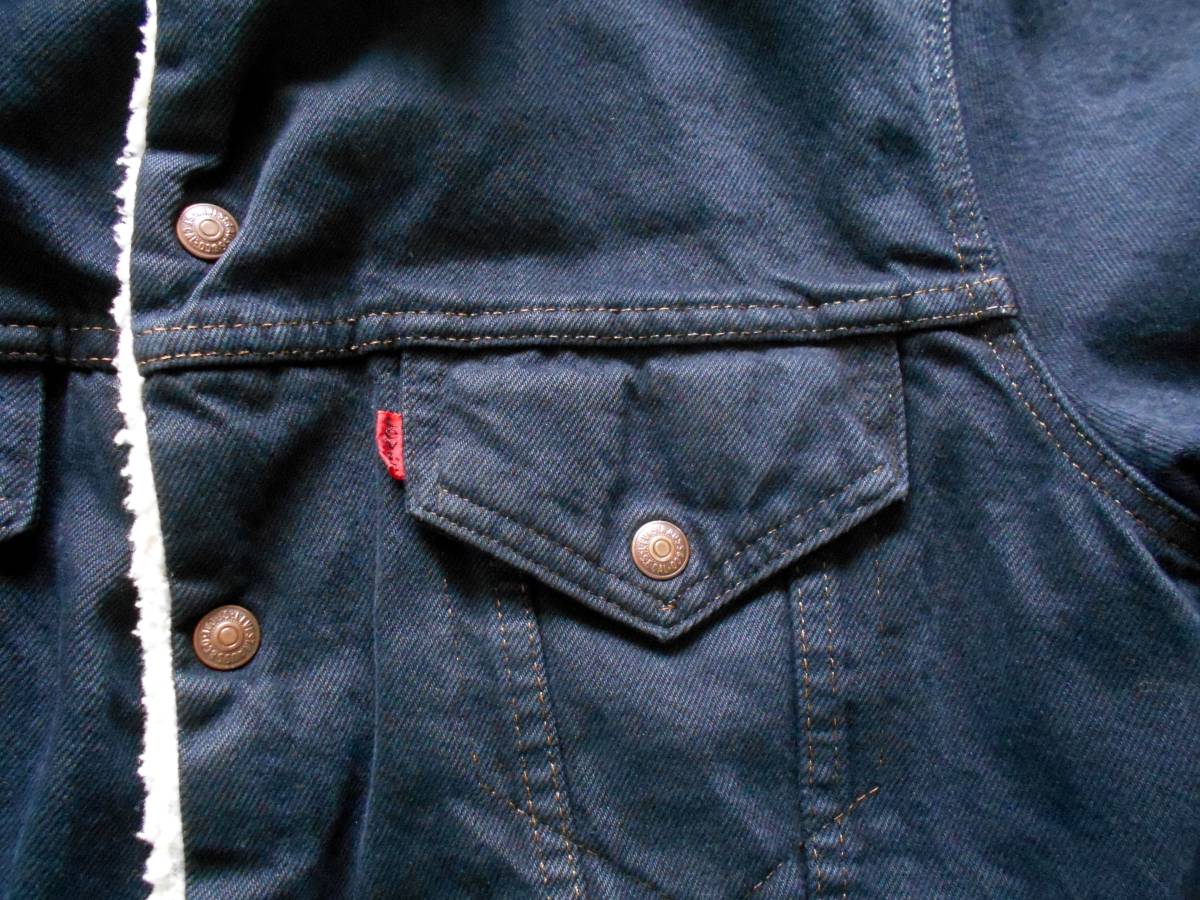 ビンテージ リーバイス Levi’ｓボア黒デニムジャケット ３８R　先染め USA製 リーバイス Levi's 古着 ジャケット黒 Levi ボアGジャン&frasl;M&frasl;デニムボアジャケット&frasl;BLK