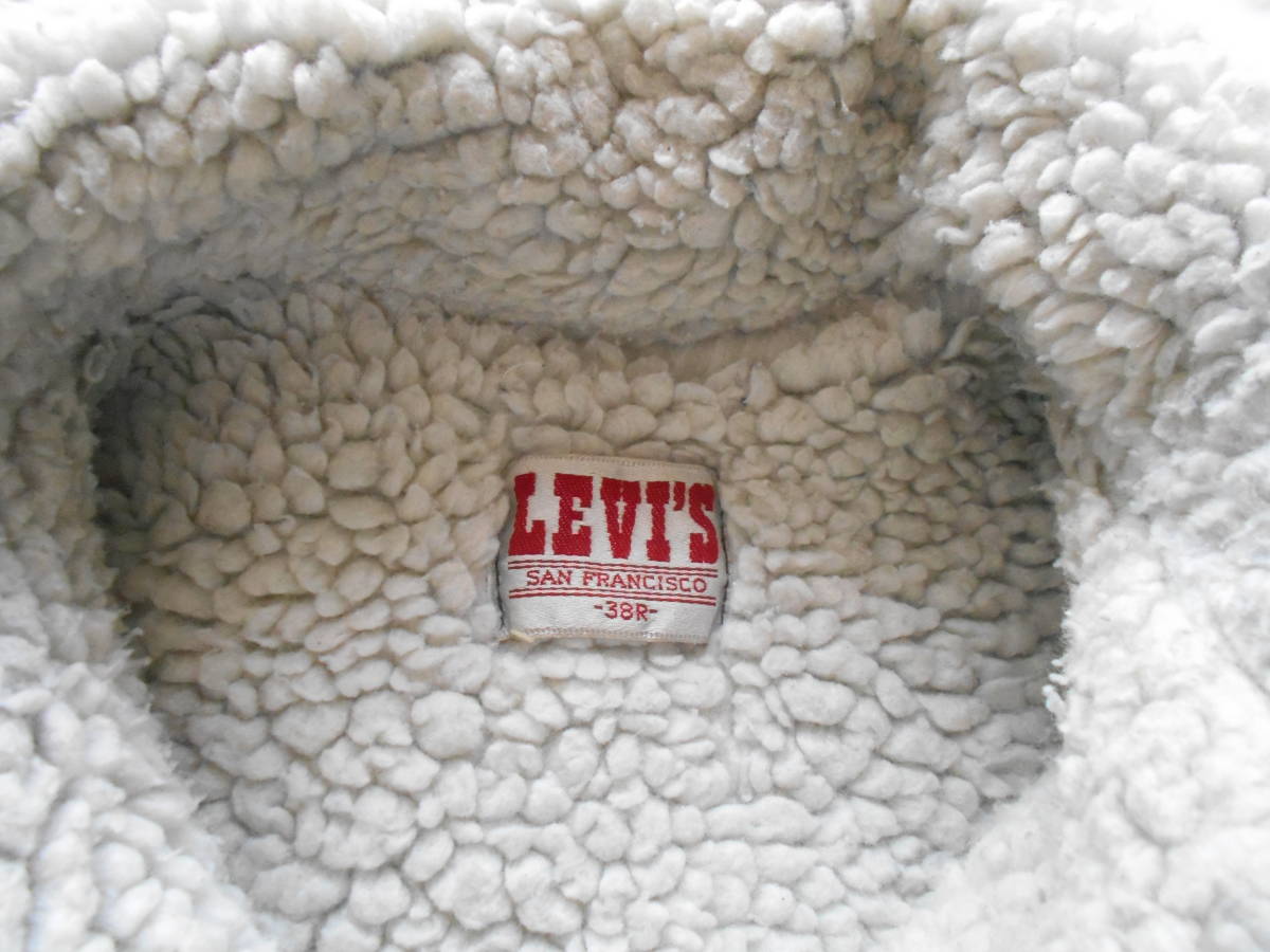 ビンテージ リーバイス Levi’ｓボア黒デニムジャケット ３８R　先染め USA製 リーバイス Levi's 古着 ジャケット黒 Levi ボアGジャン&frasl;M&frasl;デニムボアジャケット&frasl;BLK