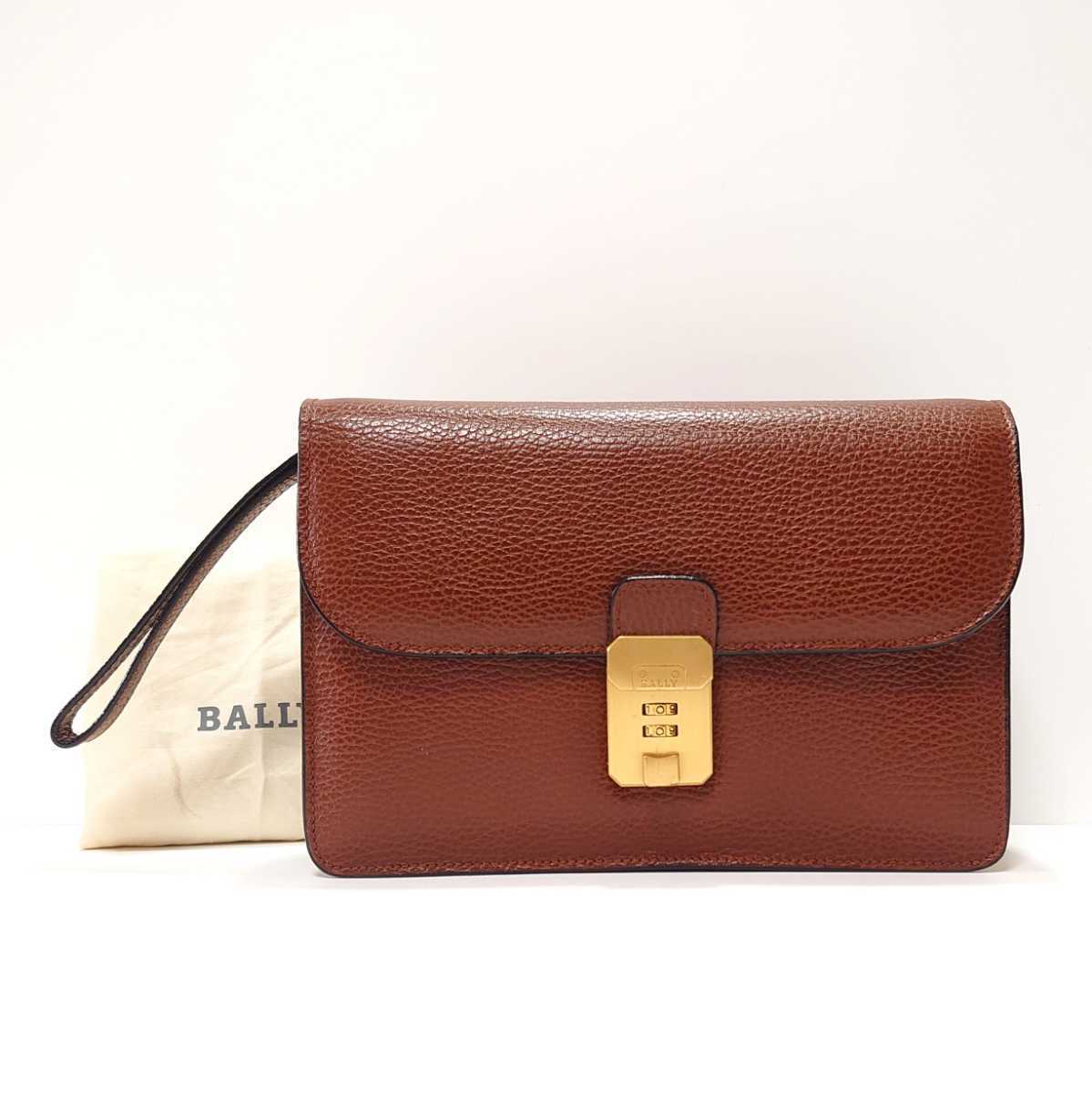数量限定，品質保証 BALLY バリー メンズ セカンドバッグ クラッチバッグ ビジネスバッグ ブラウン 本革 レザー ゴールド金具 ストラップ収納 保管袋付(かばん、バッグ)｜売買されたオークション情報、yahooの商 かばん、バッグ