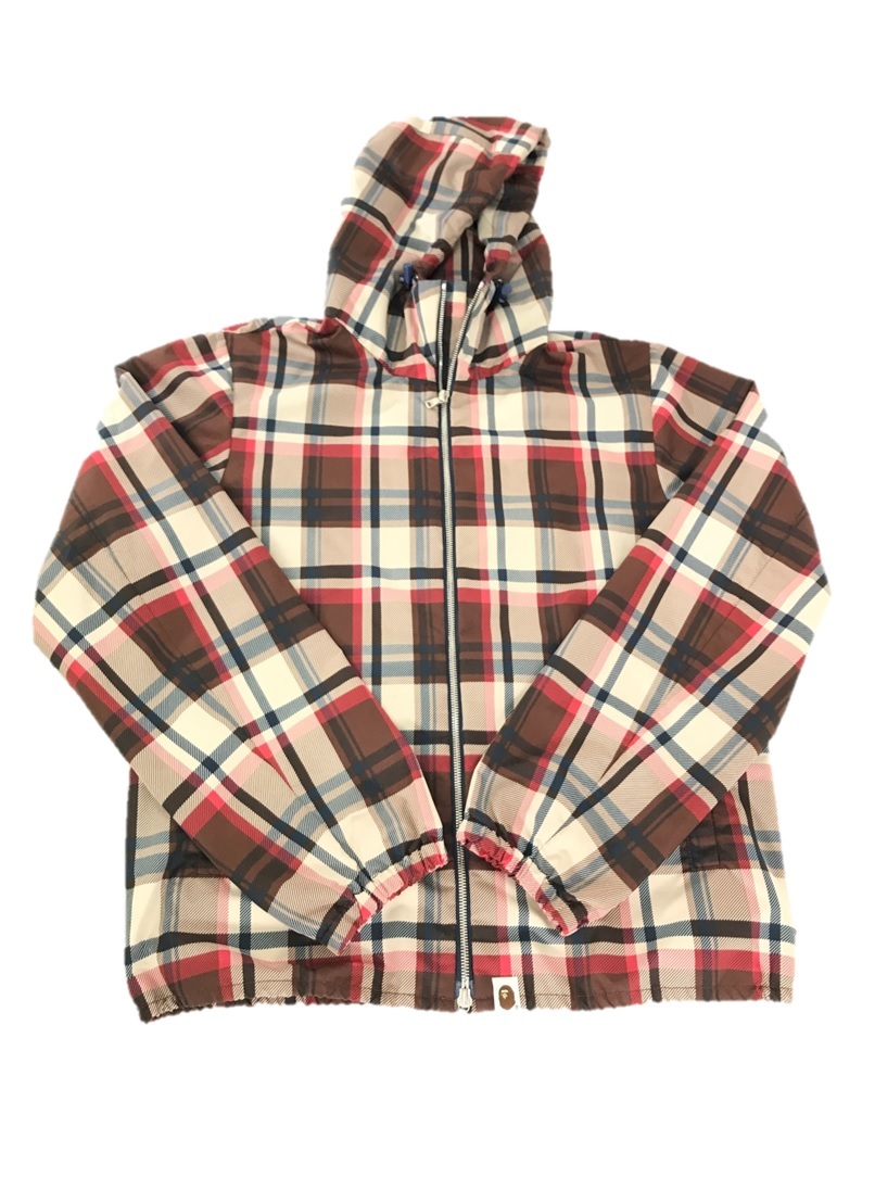 中古品 A BATHING APE アベイシングエイプ チェックナイロンジャケット 