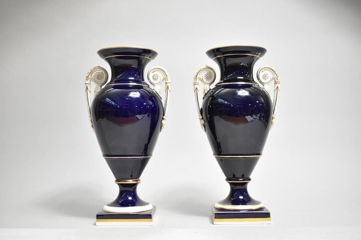 骨董品 康熙 瑠璃色 陶器 花瓶 双耳 花器 フラワーベース 英 291 マイセン 色絵花紋双耳花瓶一対 Meissen 花入 花器 フラワー