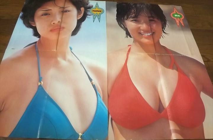 即購入可 送料込 山口百恵＆榊原郁恵 グラビア切り抜き ☆70年代【榊原郁恵、山口百恵】水着ポスター 送料140円(タレント