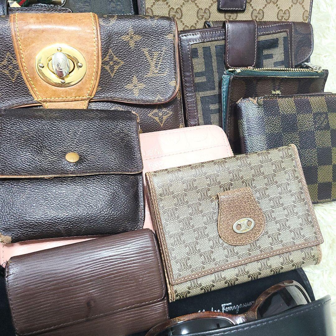 ジャンク 1円スタート ブランド財布 サングラス ヴィトン プラダ グッチ セリーヌ フェラガモ カルティエ フェンディ 40点まとめ VUITTON LOUIS 1円スタート ジャンク1円～ハイブランド まとめ7点 -