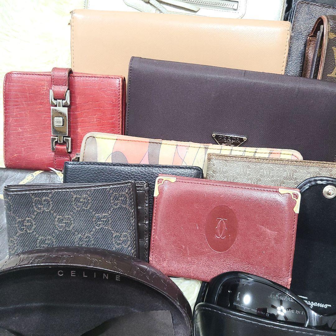 ジャンク 1円スタート ブランド財布 サングラス ヴィトン プラダ グッチ セリーヌ フェラガモ カルティエ フェンディ 40点まとめ VUITTON LOUIS 1円スタート ジャンク1円～ハイブランド まとめ7点 -