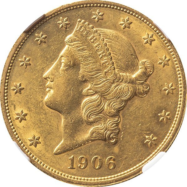 アメリカ 20ドル金貨 1906年D 女神 NGC(AU55) アメリカ 20ドル金貨 1906年