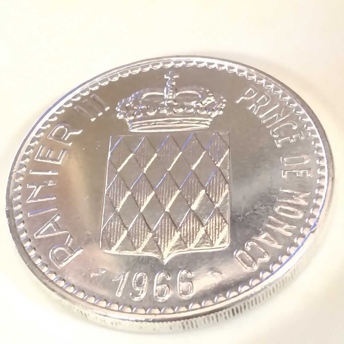 モナコ 1966 10フラン銀貨 100th Anniversary-Accession of