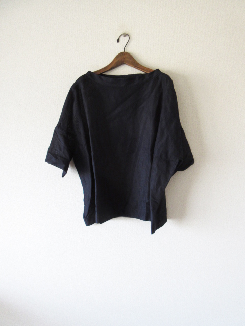 美品 2020SS ARTS&SCIENCE / アーツ&サイエンス Stand collar box shirt OOP kurenai navy * リネン ブラウス シャツ レディース