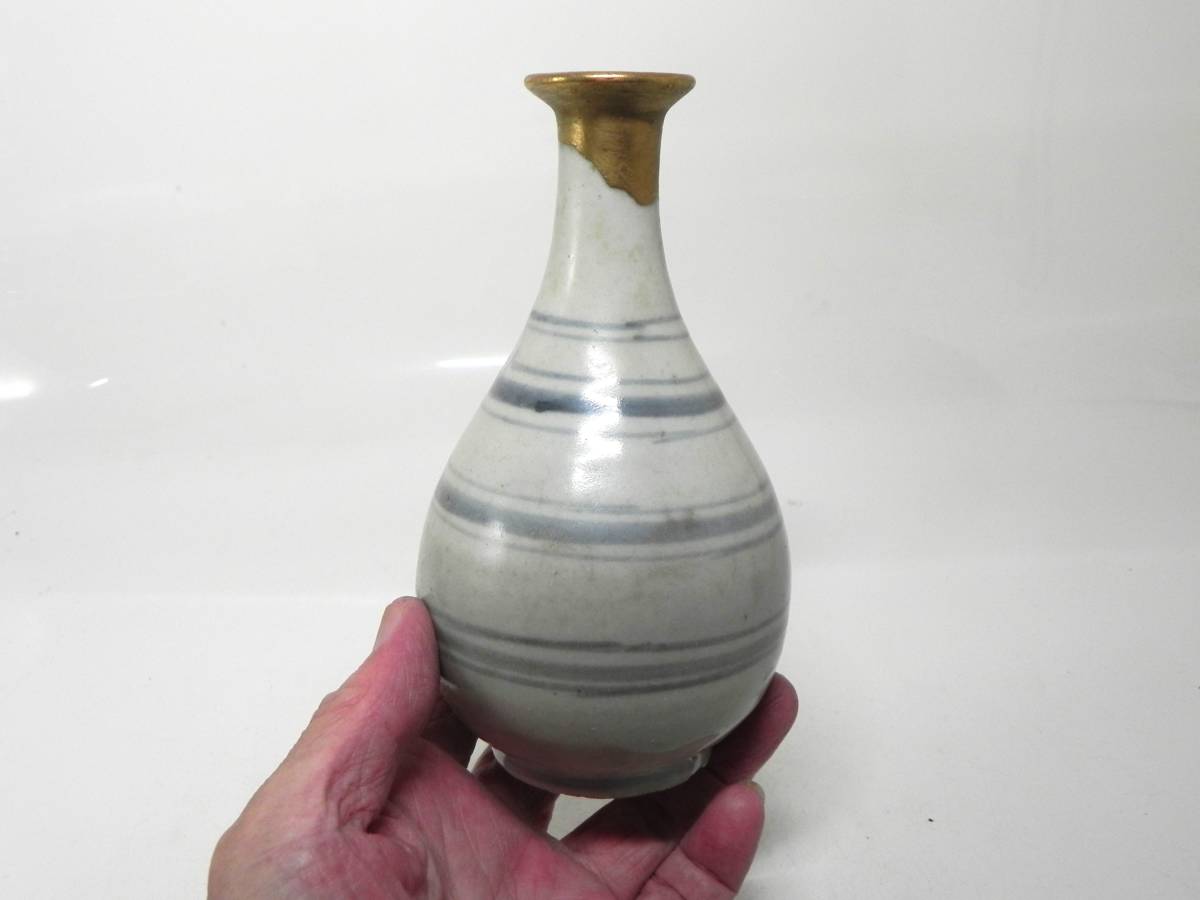 初期伊万里笹紋徳利・桐箱付属 江戸時代 古伊万里朱輪線文