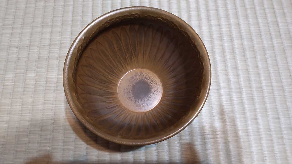 毛織菊彫 建水 黒瀬宗康 作 / モール モウル 菊 好み物 重陽 表千家 裏