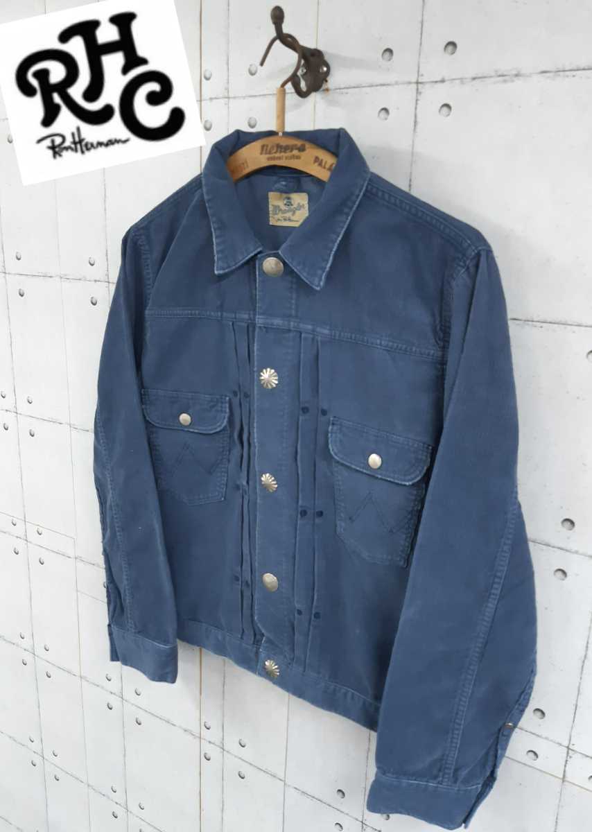 M RHC RON HERMAN WRANGLER Gジャン　コンチョボタン　コラボ　別注　ロンハーマン　ラングラー　コーデュロイ　ネイビー
