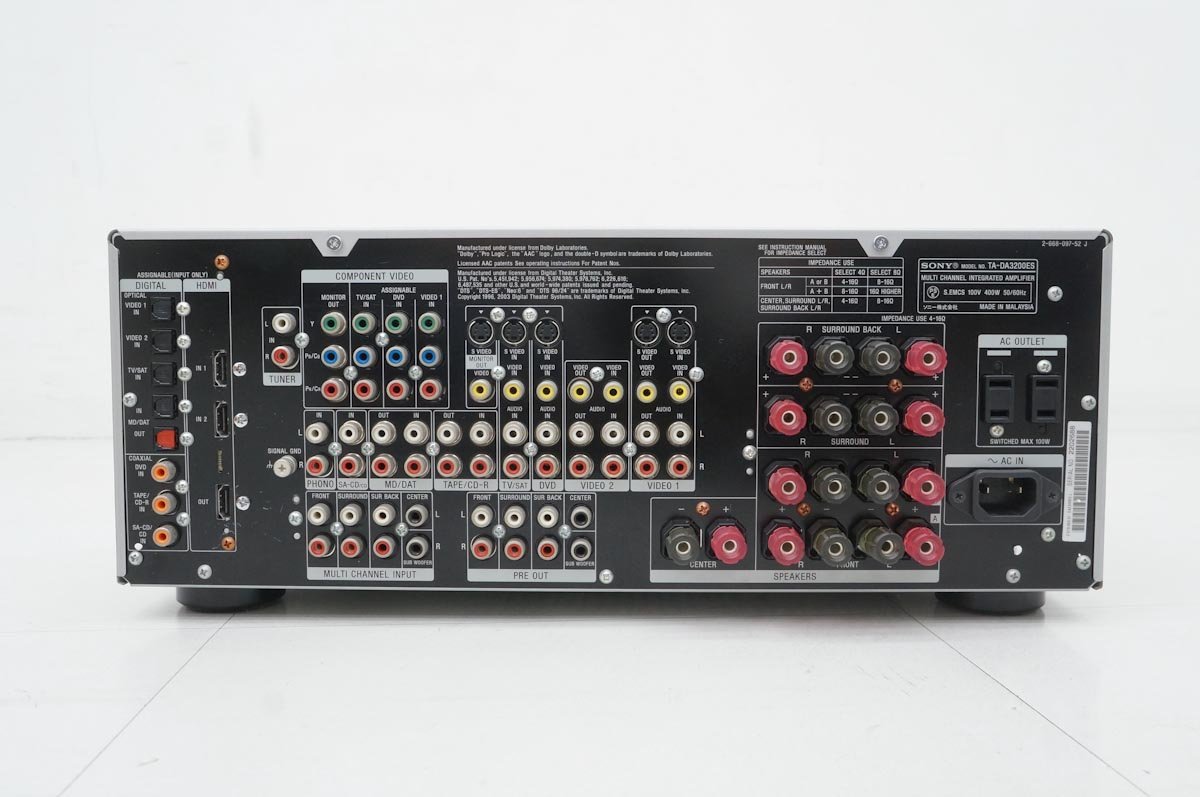 美品】SONY ソニー TA-DA3200ES 7.1ch AVアンプ サラウンドアンプ