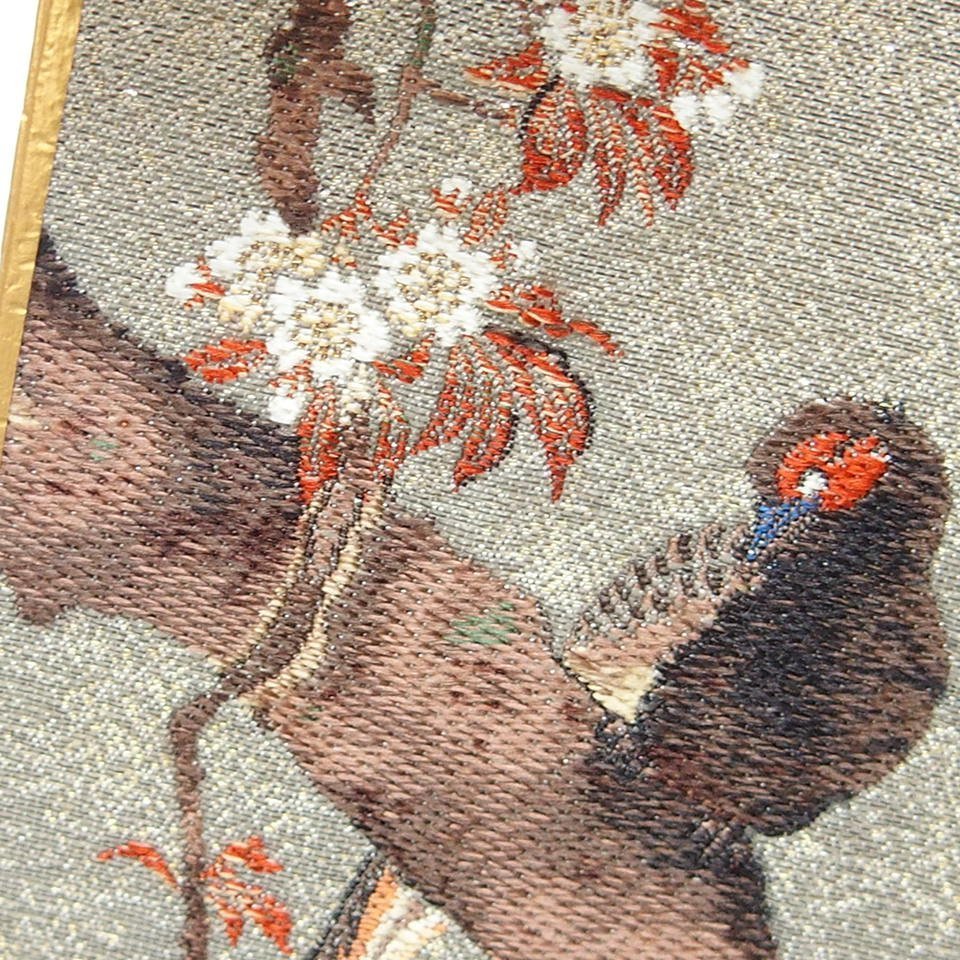 酒井抱一 短冊 西陣1800口織 花鳥十二ヶ月画帖 掛軸-1666 織物