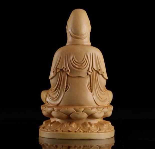 新品推薦☆ 観音菩薩 ツゲの木彫り 蓮観音仏像 供奉品仏像 手作り 実