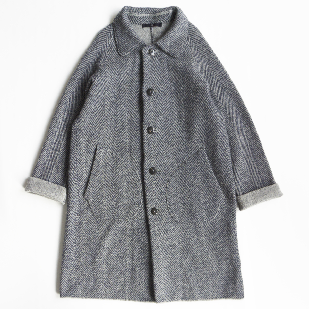 美品】45R【フロートヘリンボンコート】ステンカラー コート 45rpm