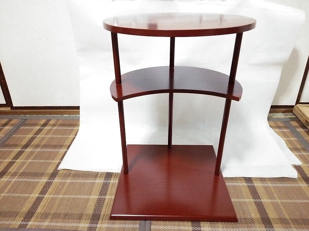 ☆【一美堂】☆茶道具☆木製☆溜塗『日月棚』☆組み立て式☆紙箱付☆美