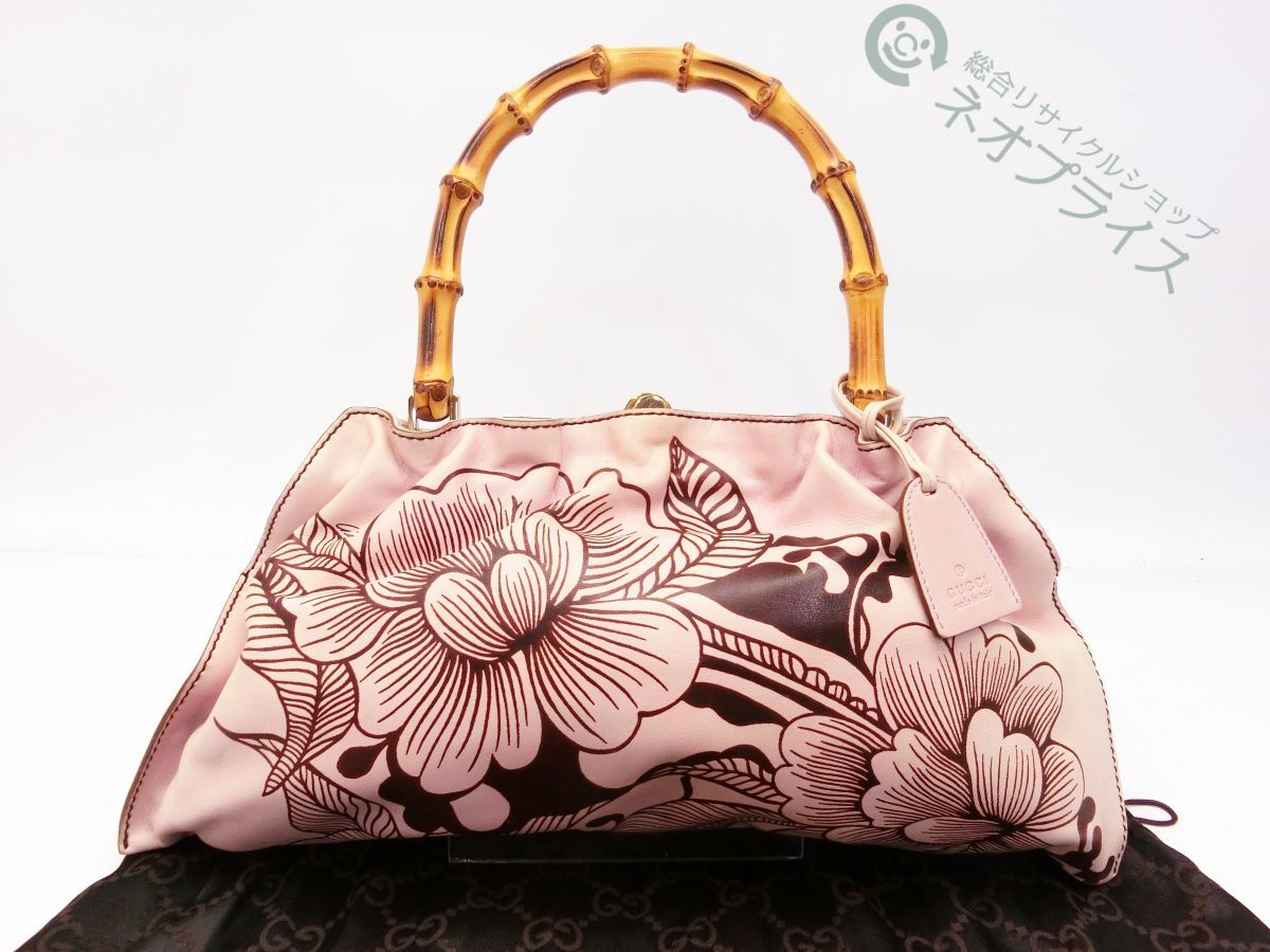 ◇S1559 GUCCI グッチ バンブー フラワー柄 がま口 ハンド バッグ ◇S1559 GUCCI グッチ バンブー フラワー柄 がま口 ハンド バッグ