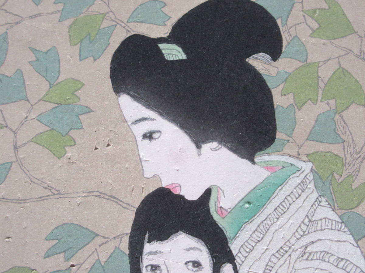 竹久夢二 木版画「おはなし」彫摺 松永安生 大正ロマン 美人画　小傷有り　現状品　*10_8