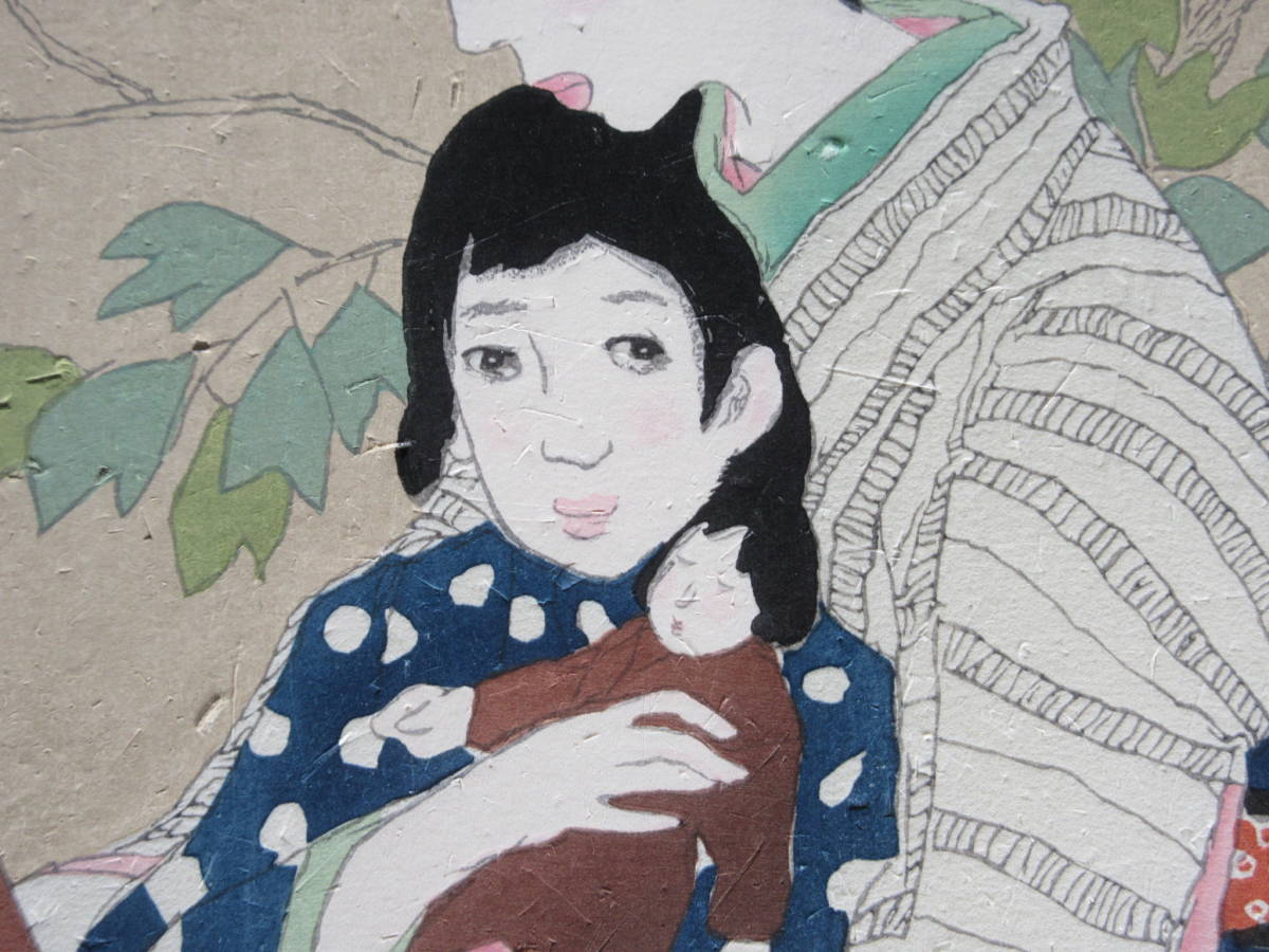 竹久夢二 木版画「おはなし」彫摺 松永安生 大正ロマン 美人画　小傷有り　現状品　*10_9