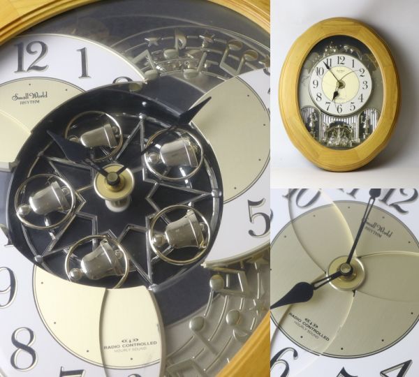 電波時計 からくり時計 Small World RHYTHM 4MN422RH 木枠 メロディ