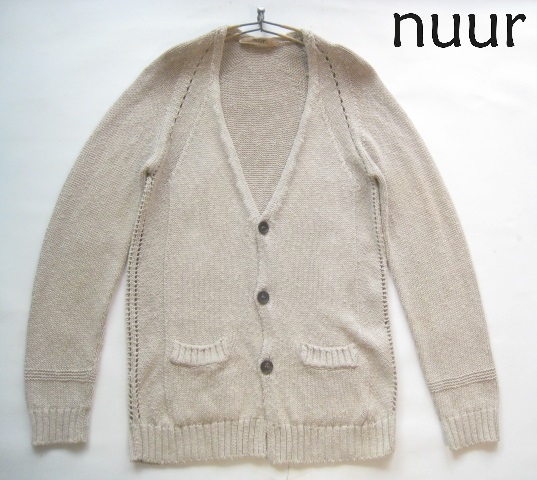 高級イタリア製!!ヌール NUUR ロベルトコリーナ*麻23% リネンコットンニットカーディガン 50 実寸L ベージュ ROBERTO COLLINA