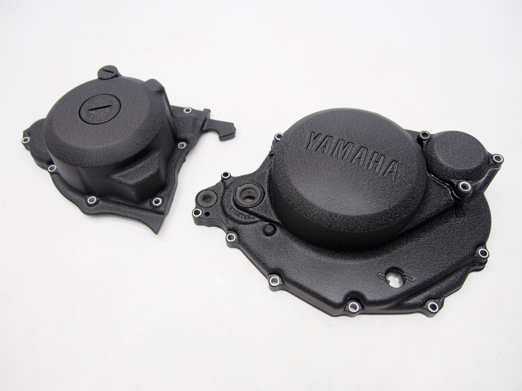 塗装後未使用セロー225純正エンジンカバー3点結晶塗装ブラックチジミ