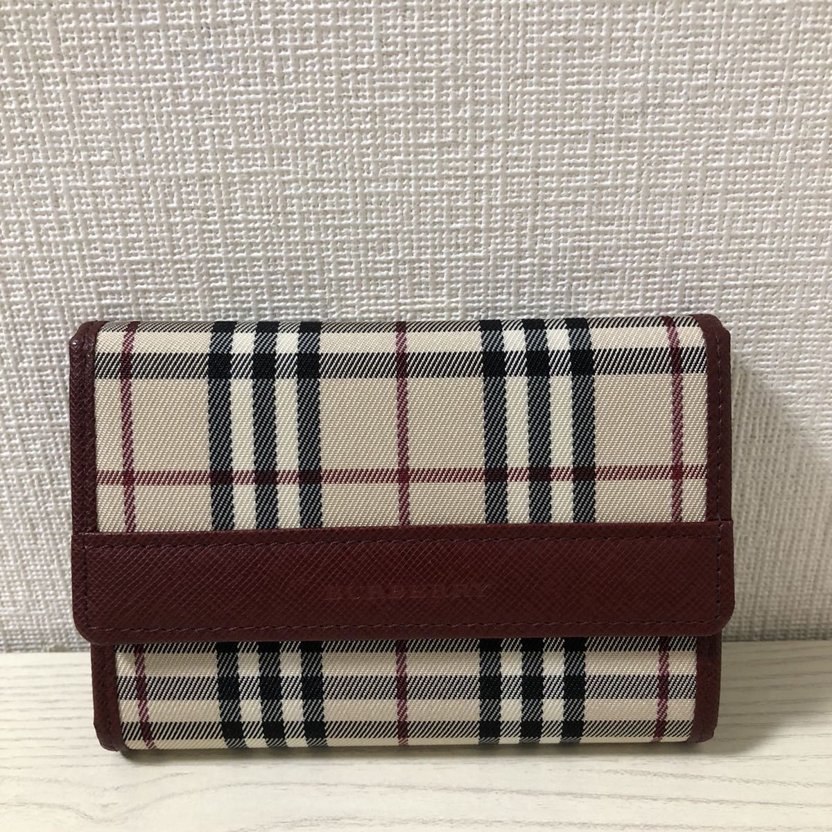 三つ折り財布 ボルドー バーバリー ノバチェック BURBERRY Burberry 