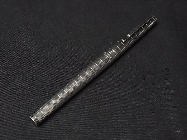 プラチナ 万年筆 スターリングシルバー 銀軸 ペン先 18K-WG中字 格子柄