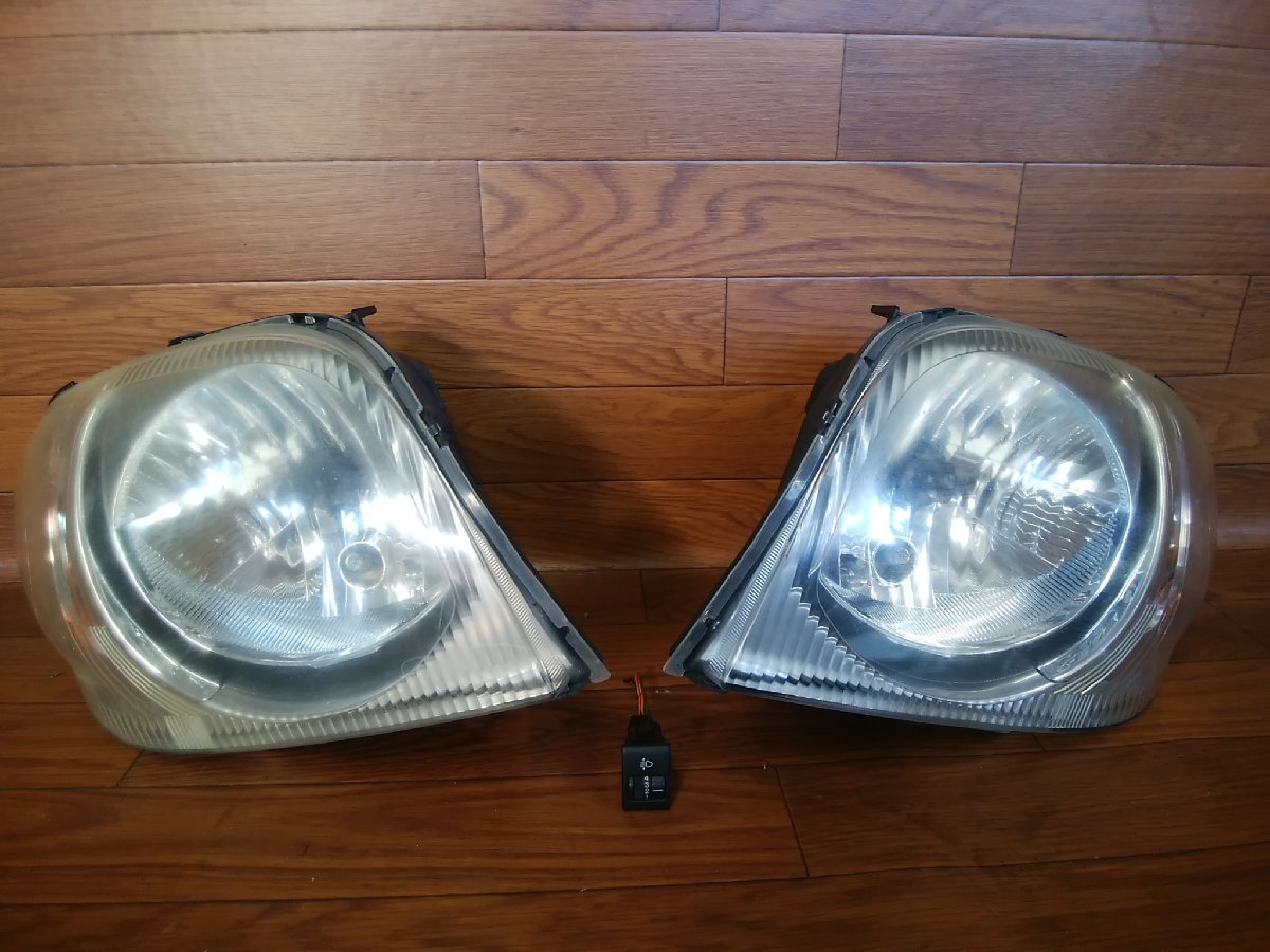 O#100-22910 Kei A CBA-HN22S NA 9型　純正ヘッドライト左右セット レベライザー付 ランプ 光軸動作確認済 ★個人宅配達不可★