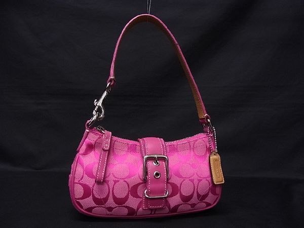 人気定番，限定セール 1円 COACH コーチ 6362 シグネチャー キャンバス&times;スエード ミニ ハンドバッグ 手提げ レディース ピンクパープル系 a2304セN(ハンドバッグ)｜売買されたオークション情報、yahooの商品情報を かばん、バッグ