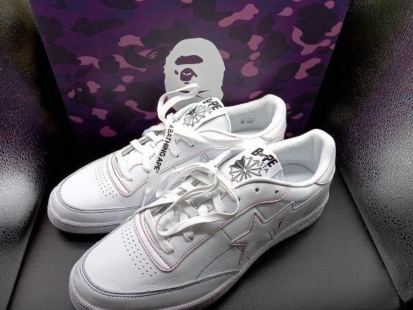 美品 スニーカー Reebok BAPE リーボック ベイプ コラボスニーカー ホワイト 29.0センチスニーカー #128175229 箱付き