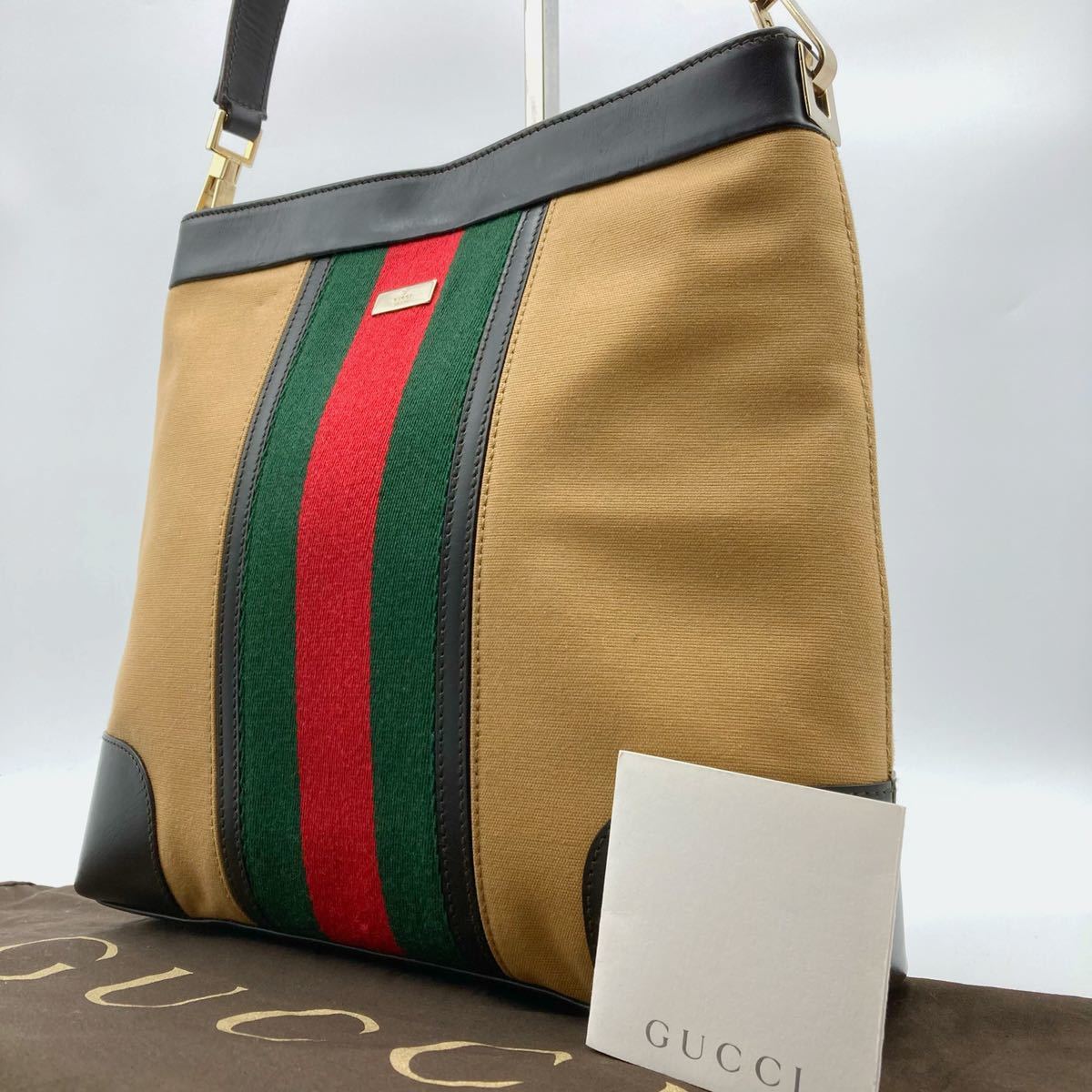 GUCCI グッチ オールド ミニ ボストンバッグ シェリーライン レザー