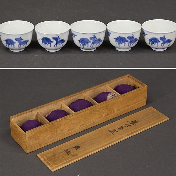 煎茶道具　唐物　漢詩花文　煎茶碗　五客　仕覆・時代箱付　M　R5071 煎茶碗 - 唐物 煎茶道具 メルカリ R5071 M 仕覆・時代箱付 五客