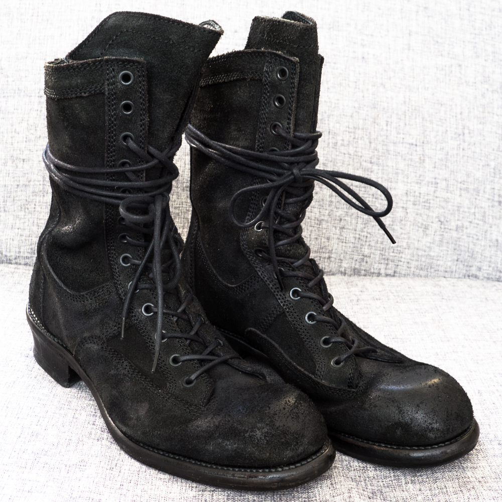 ★ JULIUS カウスキン コンバット ミリタリー レザー ブーツ 2 ブラック 送料込 ユリウス バックジップ アーカイブ archive NILoS