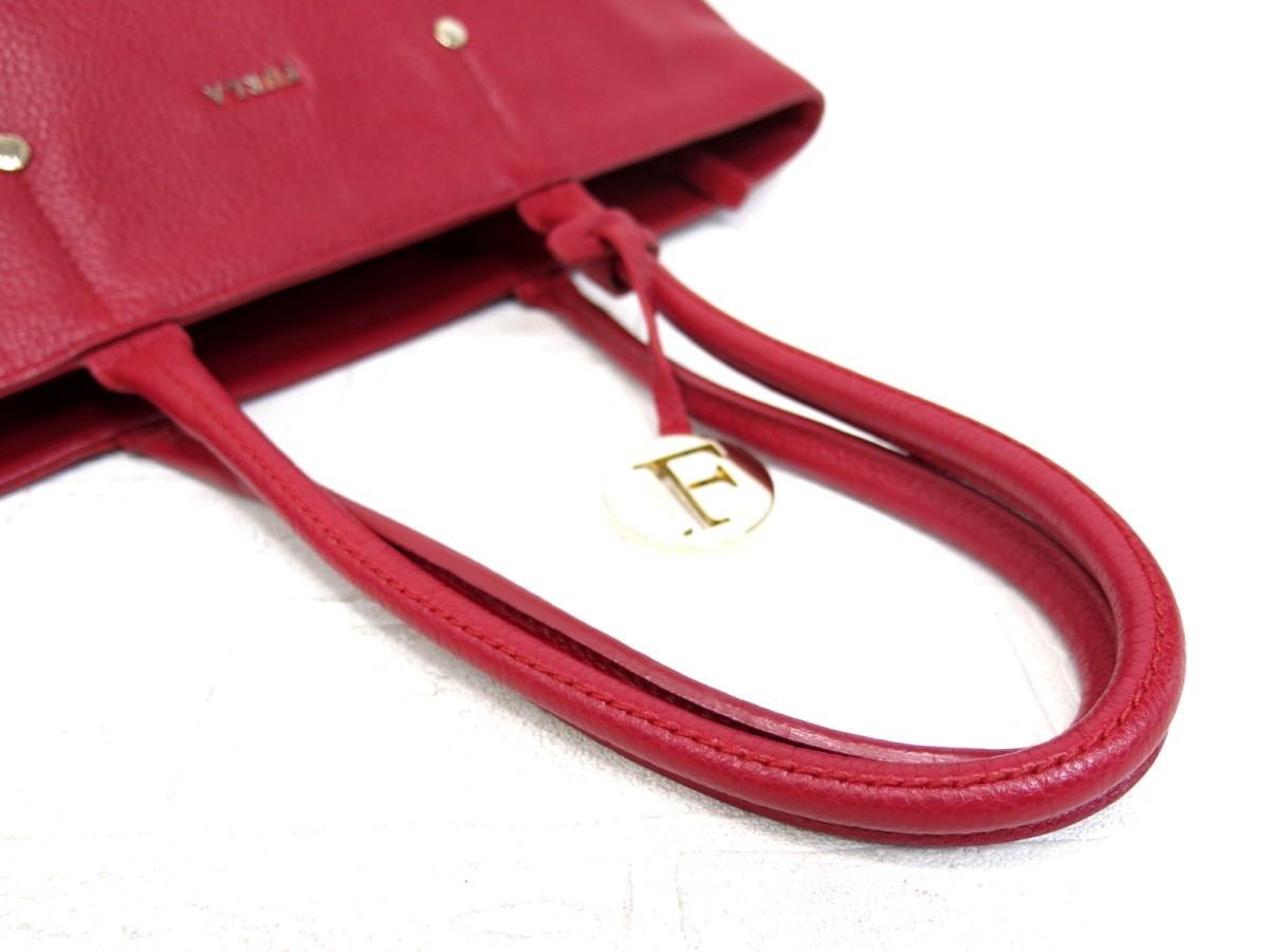 FURLA フルラ◇カーフ レザー 本革◇トート バッグ◇レッド ゴールド 