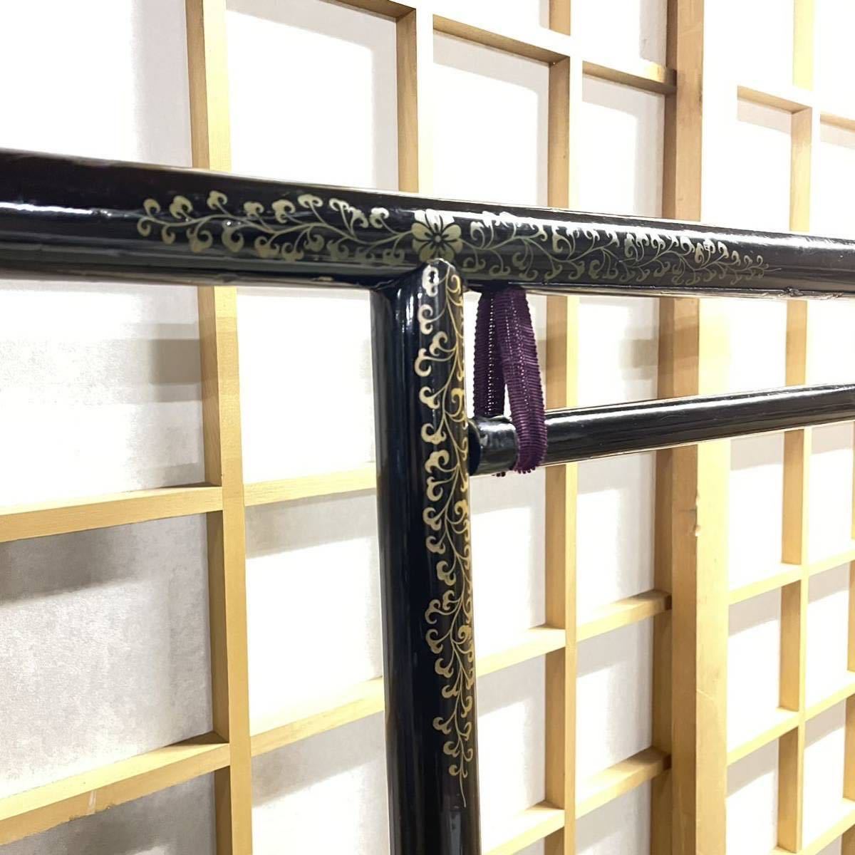 着物用 衣桁 木製 塗り ☆ラスト1組 飾り絵 木製 2段大衣桁 大衣桁