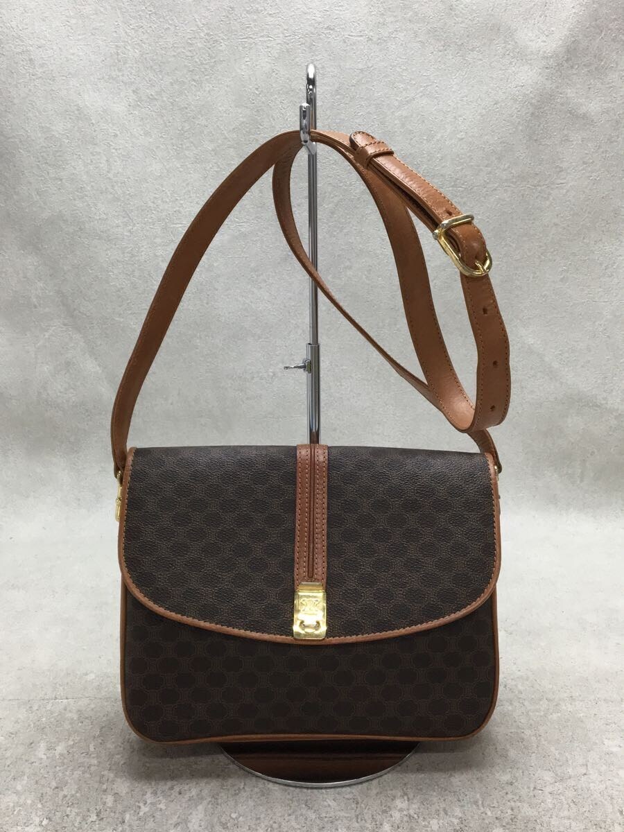 CELINE◇CELINE セリーヌショルダーバッグ/レザー/BRW/MO7/マカダム柄