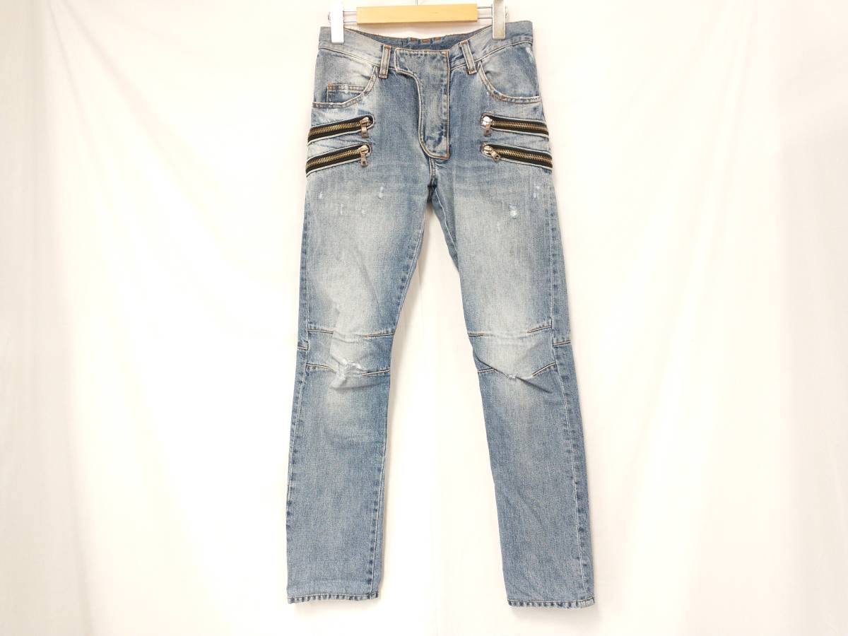 BALMAIN T529 B562 バルマン バイカークラッシュ加工 ジーンズ デニム 