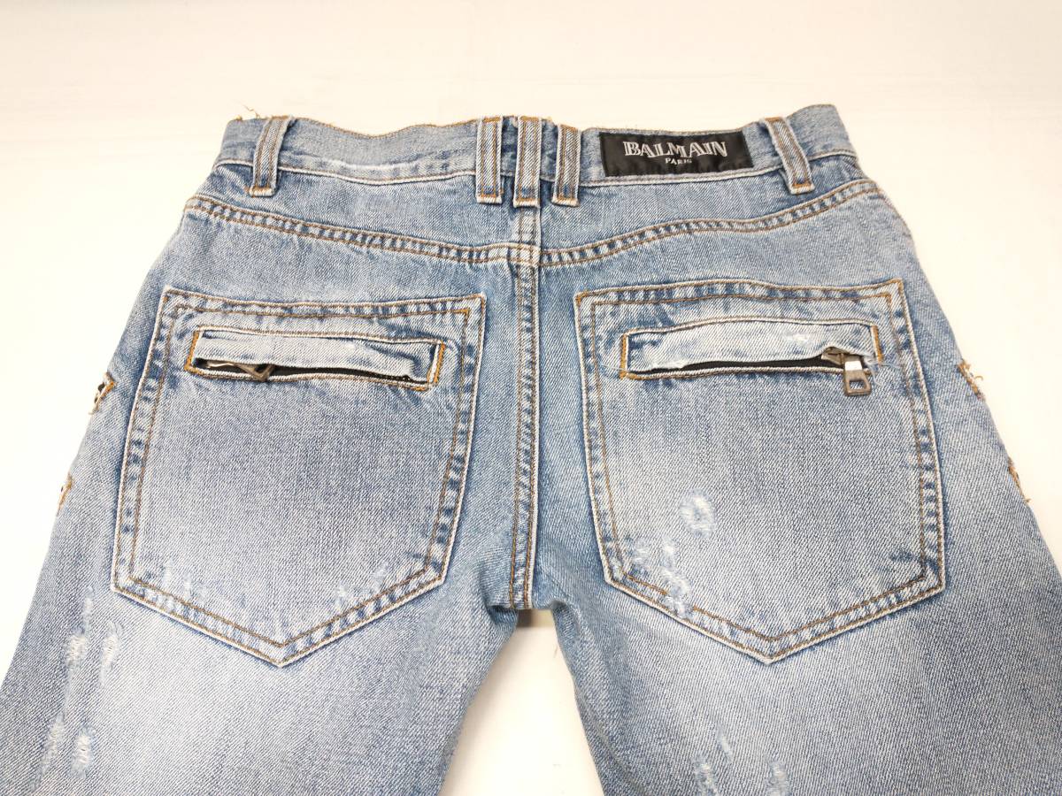 BALMAIN T529 B562 バルマン バイカークラッシュ加工 ジーンズ デニム 