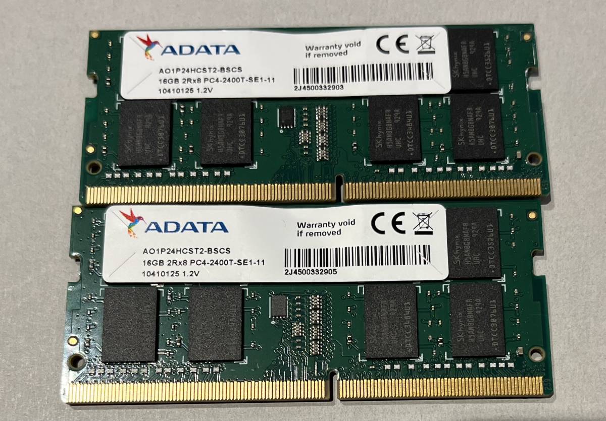 ノートPC用メモリ】 ADATA DDR4 PC4-19200 32GB (16GB×2枚セット) 2400