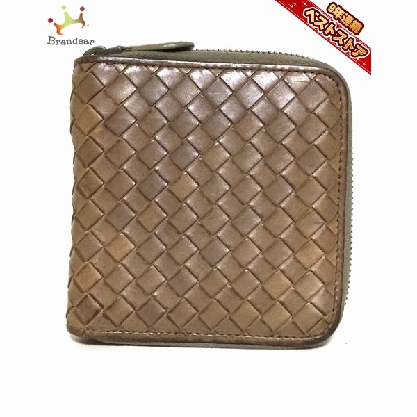  ボッテガヴェネタ BOTTEGA VENETA 2つ折り財布 152923 イントレチャート レザー ブラウン 財布(財布)｜売買されたオークション情報、yahooの商品情報をアーカイブ公開 - オークファン 女性用