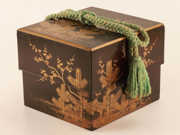 茶道具 輪島塗煙草盆 塗師景斎作 黒塗り 木製漆器 共箱共布 古美術