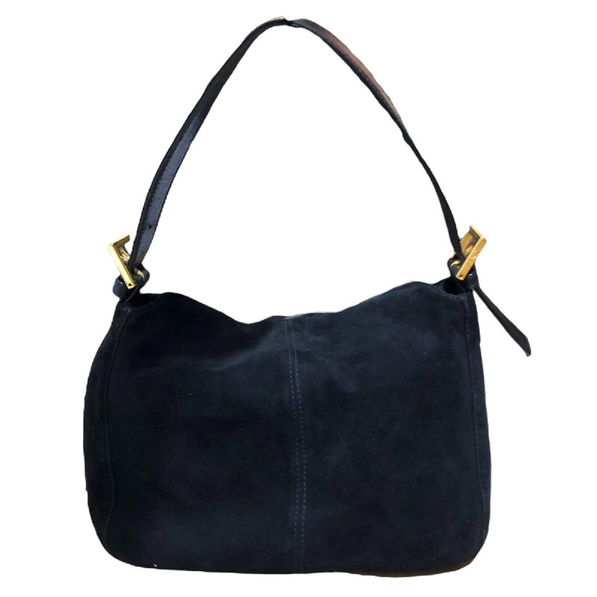 FENDI フェンディ スエード マンマバケット レザー ブラック×ゴールド 